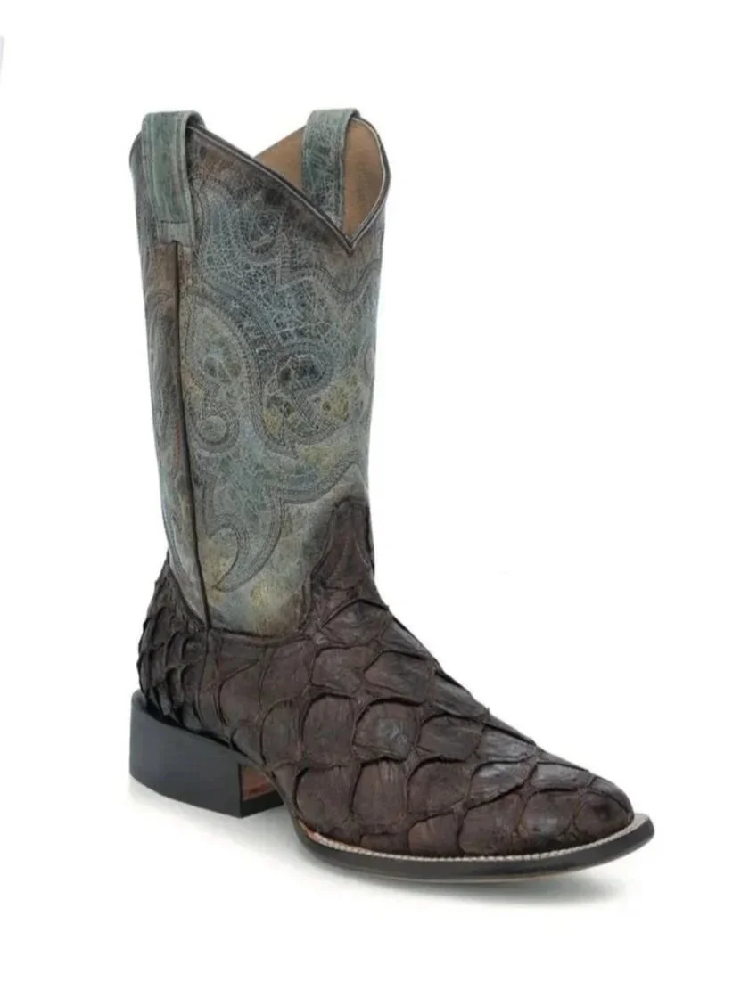 Corral Blue and Brown Pirarucu Boots
