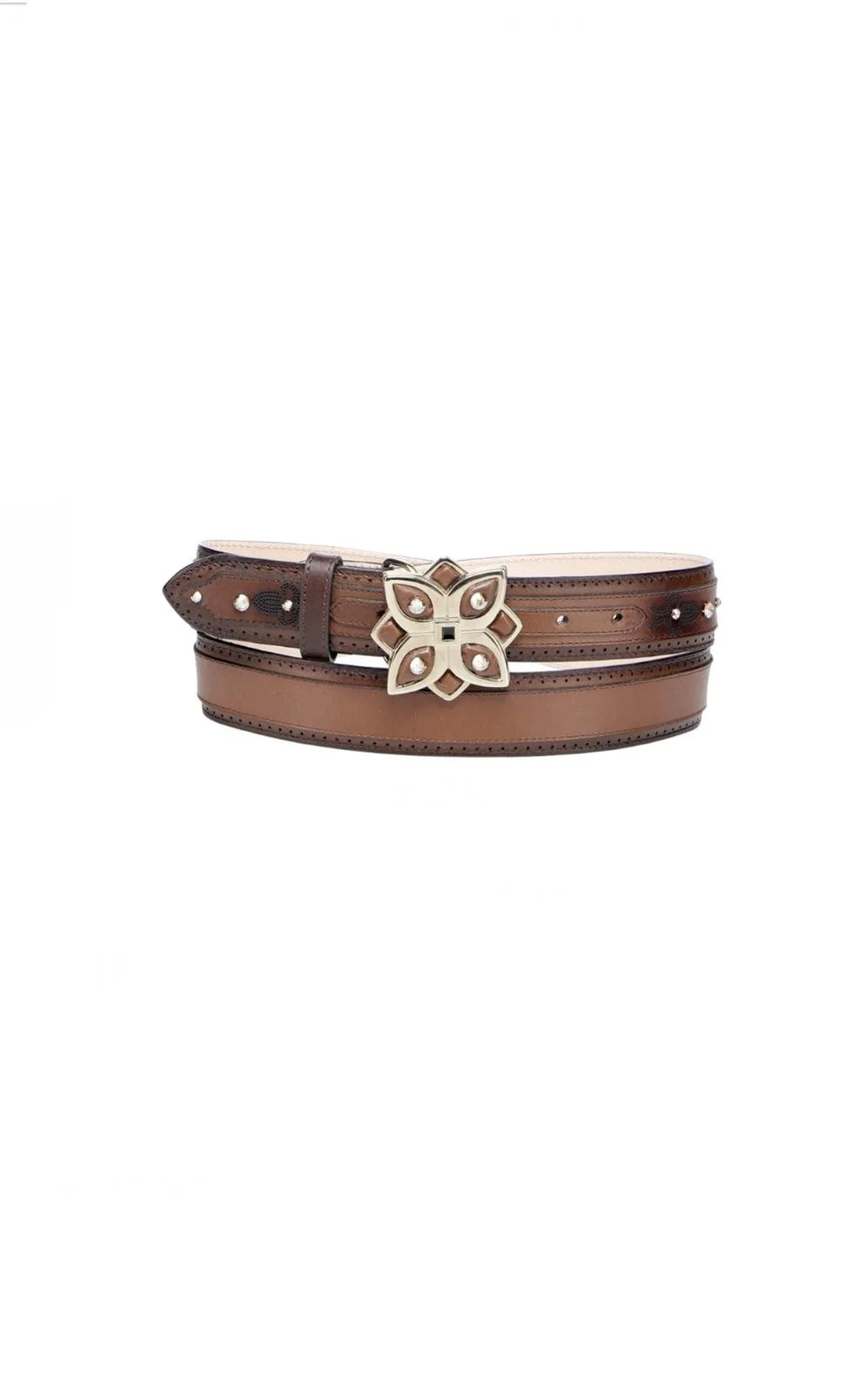 Cuadra Chestnut Laser & Crystal Belt