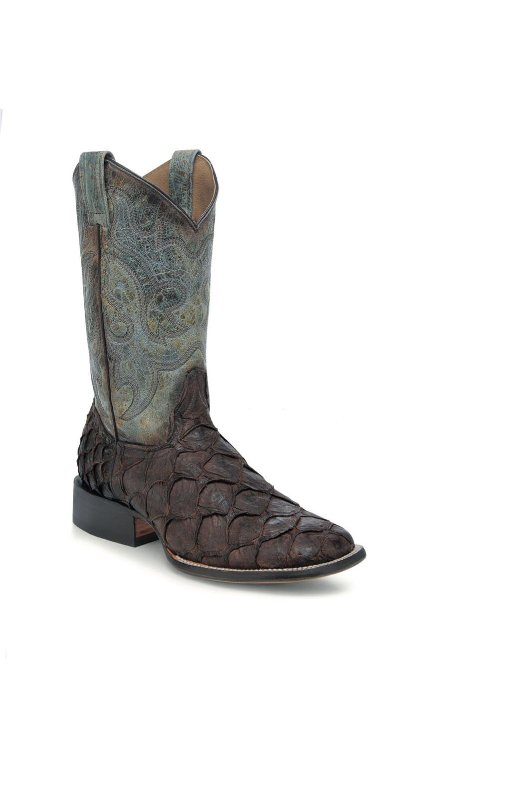 Corral Blue and Brown Pirarucu Boots