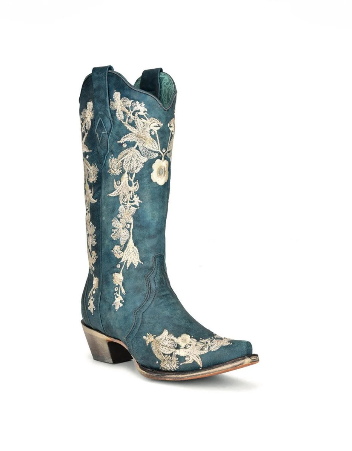 Corral Blue Floral Embroidery Boots