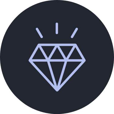 A minimalist line drawing of a diamond inside a dark circle.
