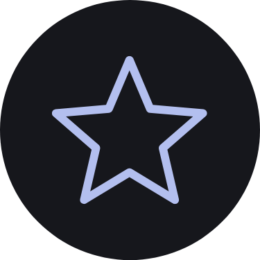 Outline of a star within a circle on a black background.