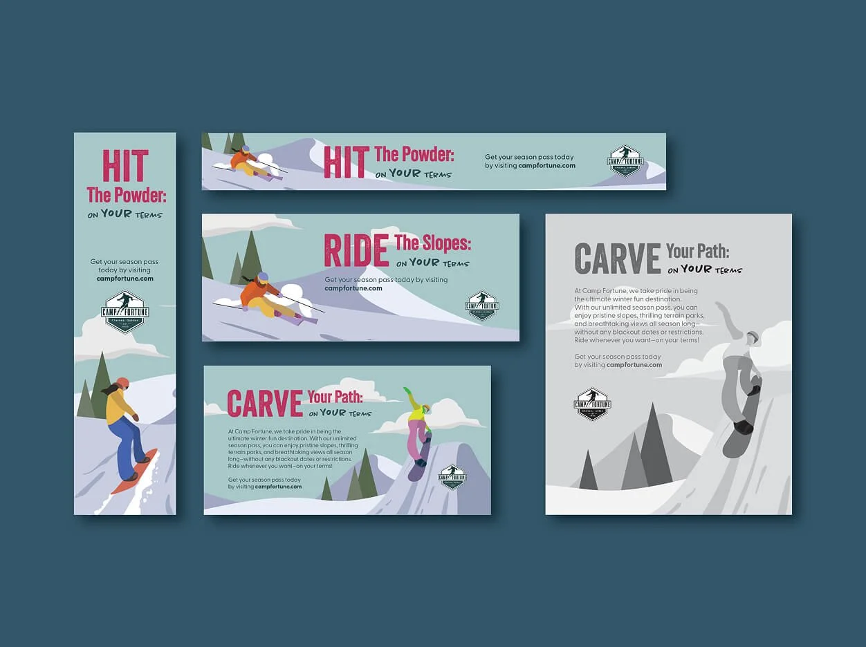 Design layouts placed on on blue background