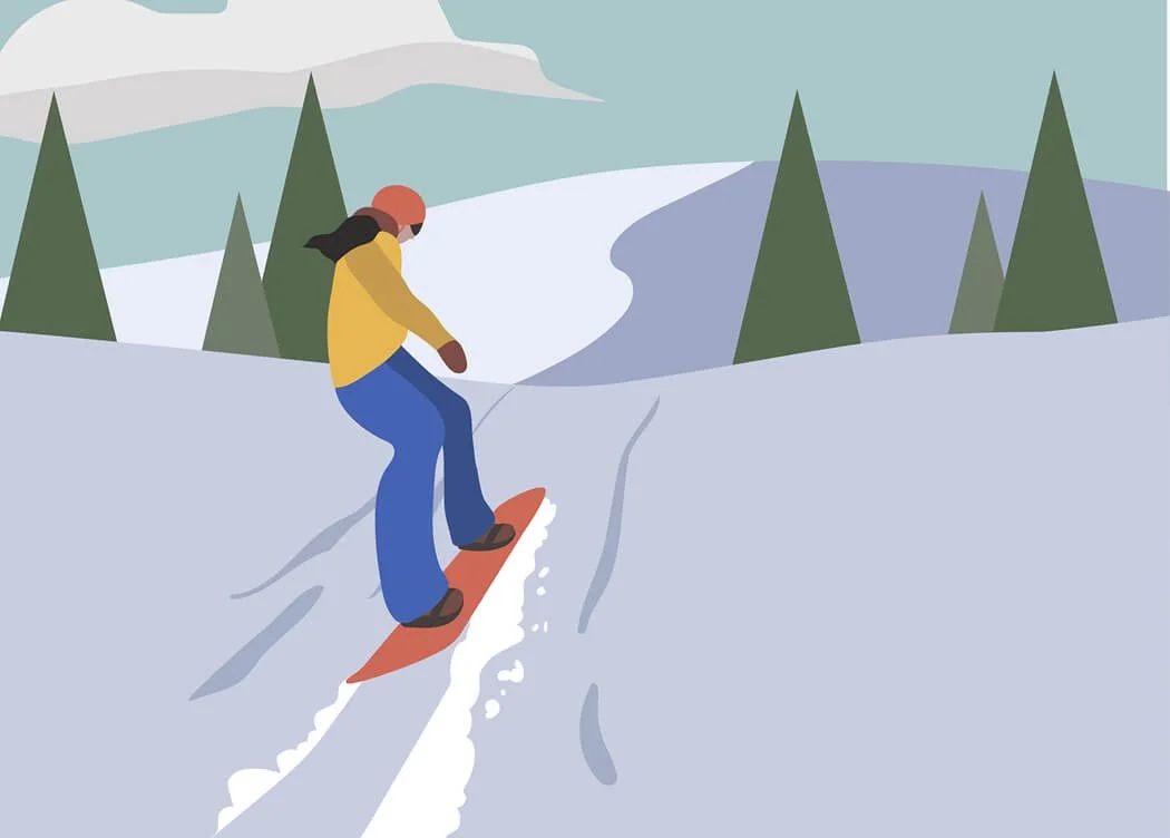 Illustration of female snowboarder