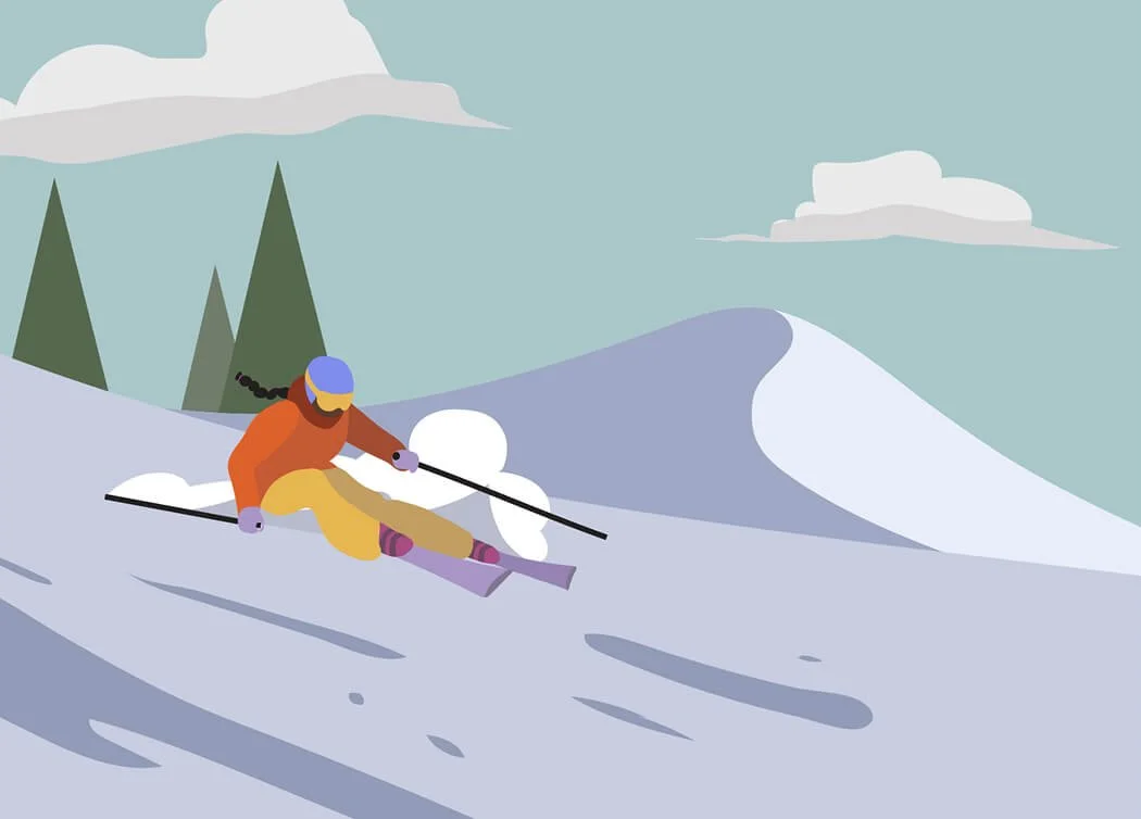 Illustration of female skiier