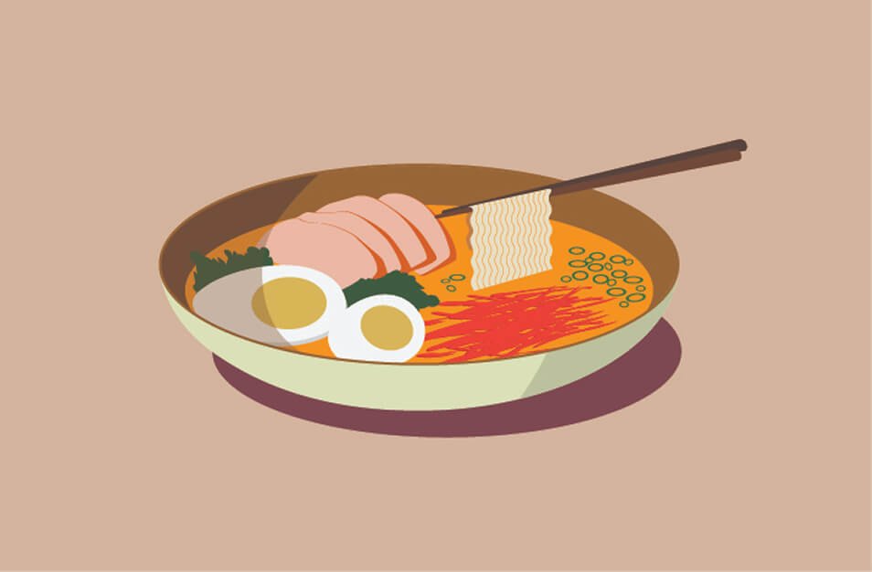 Soup illustration on beige background