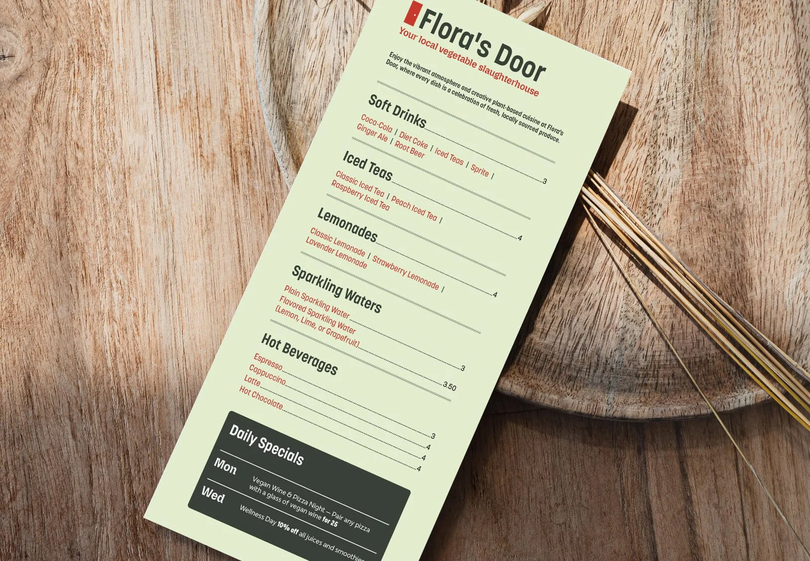 Menu on wooden table