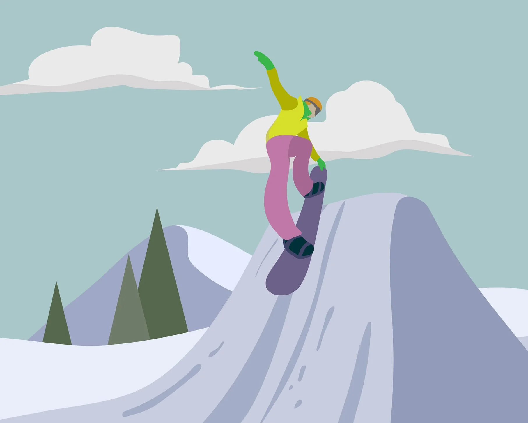 Illustration of male snowboarder
