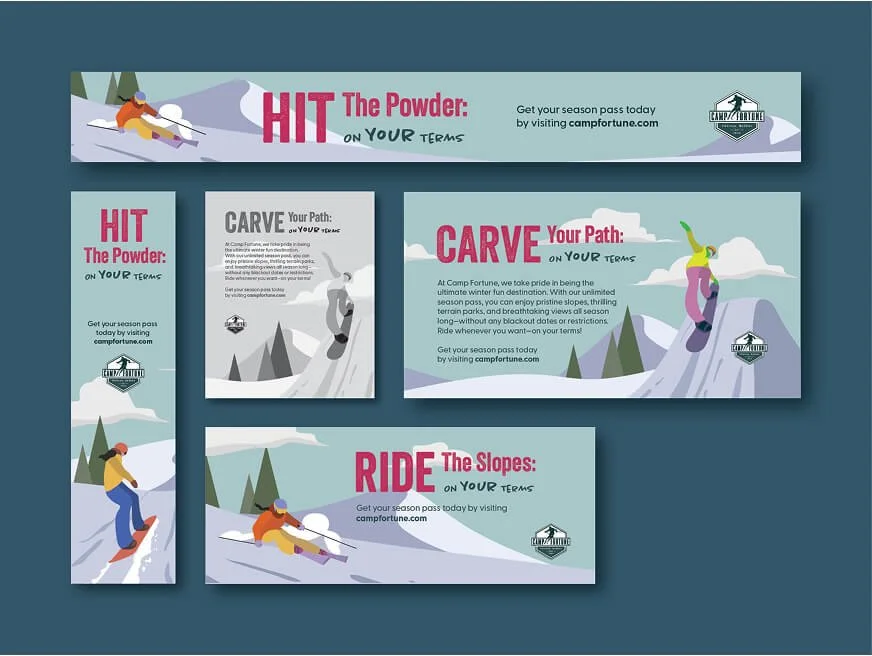 Design layouts placed on on blue background