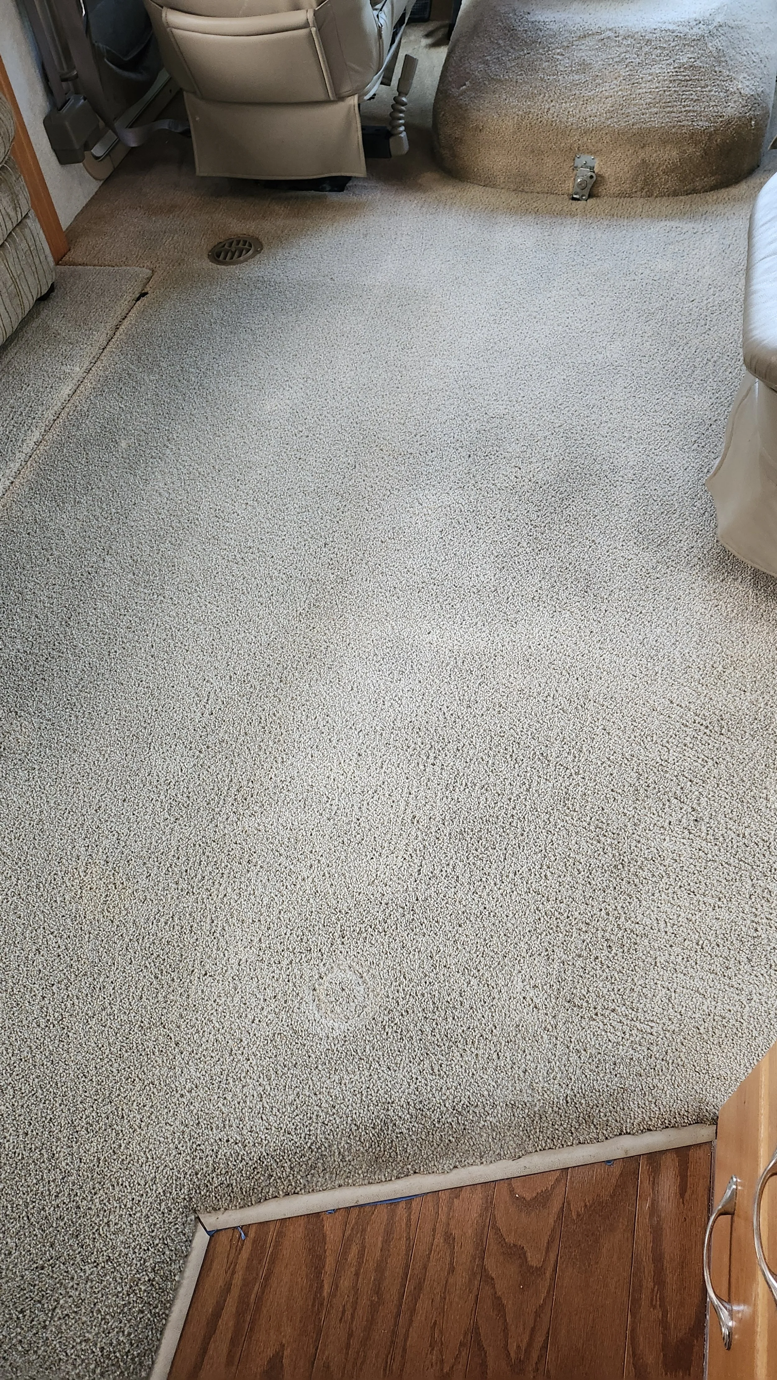 the after photo of nicely cleaned carpet in an RV