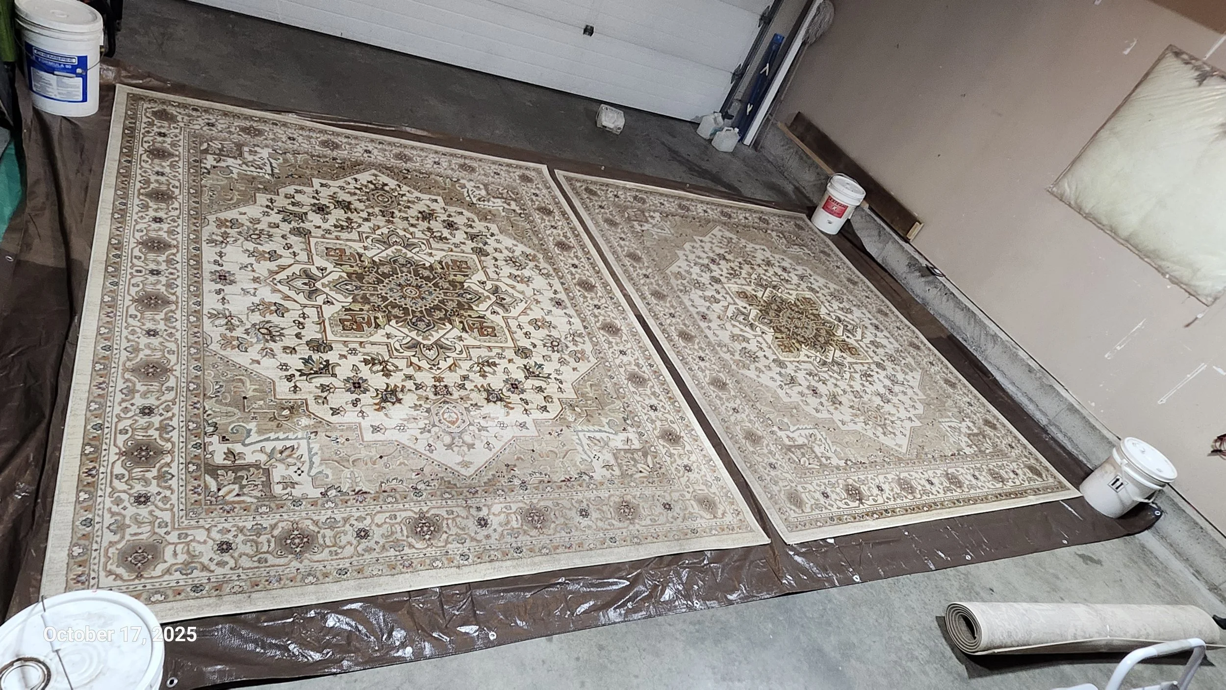 Two ornate area rugs skillfully cleaned with hot water extraction or HWE