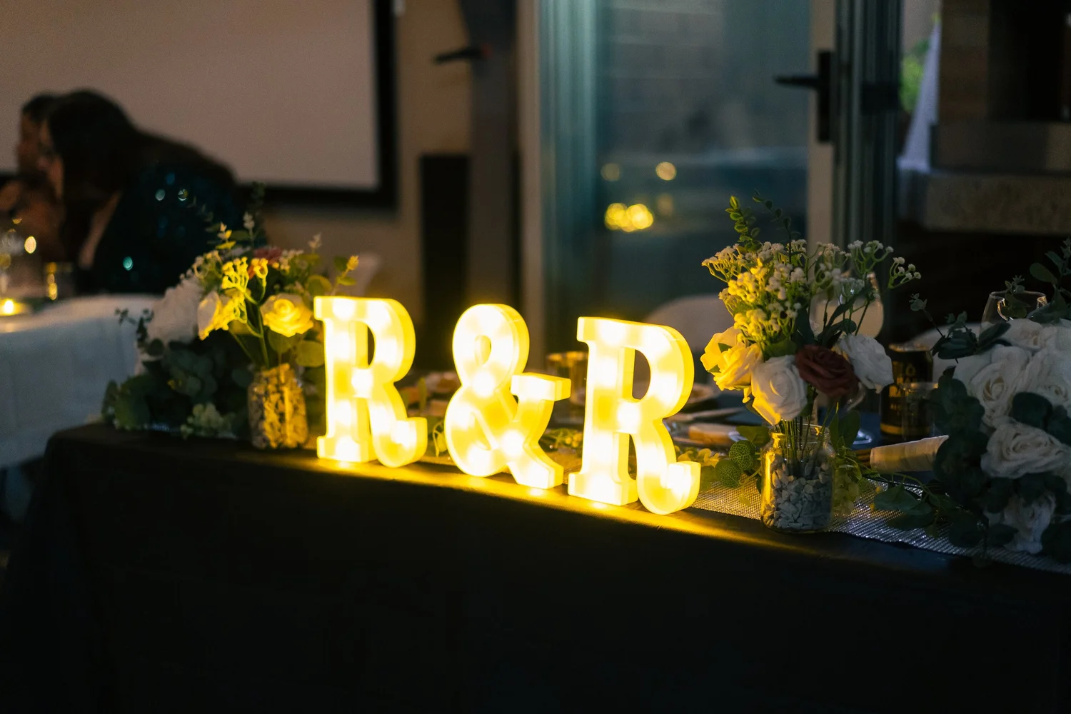 Light-up initials at the reception