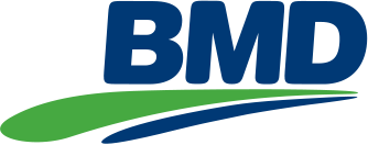 BMD logo with blue text and green and blue swoosh design.