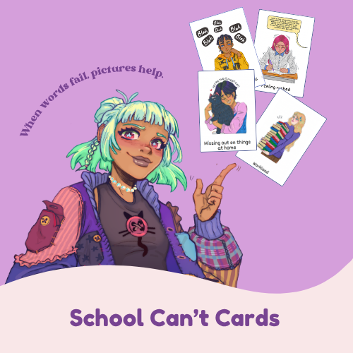 School Can’t Cards – Pocket Psych therapy cards helping therapists and families understand and support school refusal in neurodivergent teens