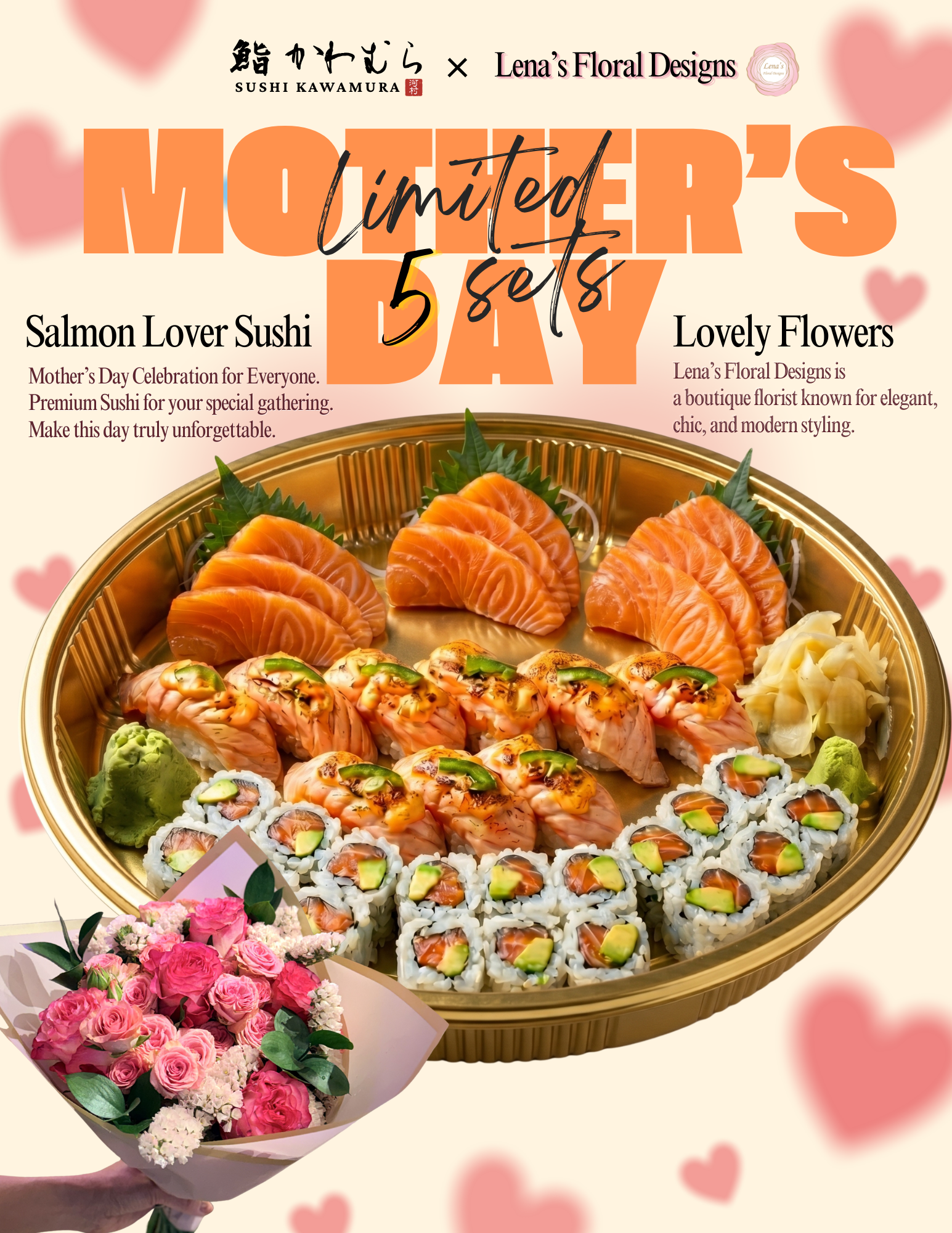 Salmon Lover Sushi Set with Bouquet