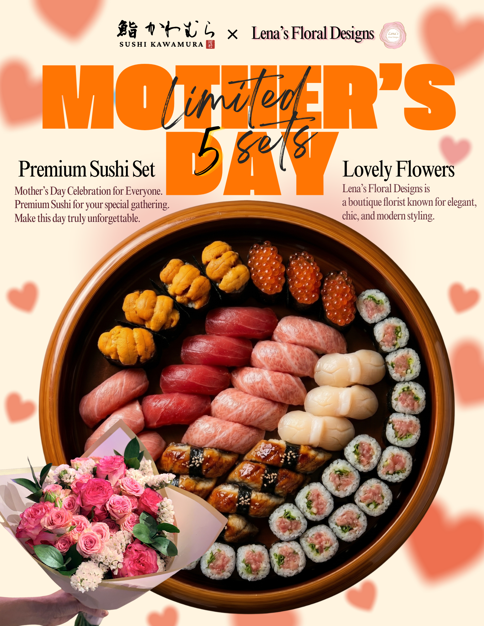 Premium Sushi Set with Bouquet