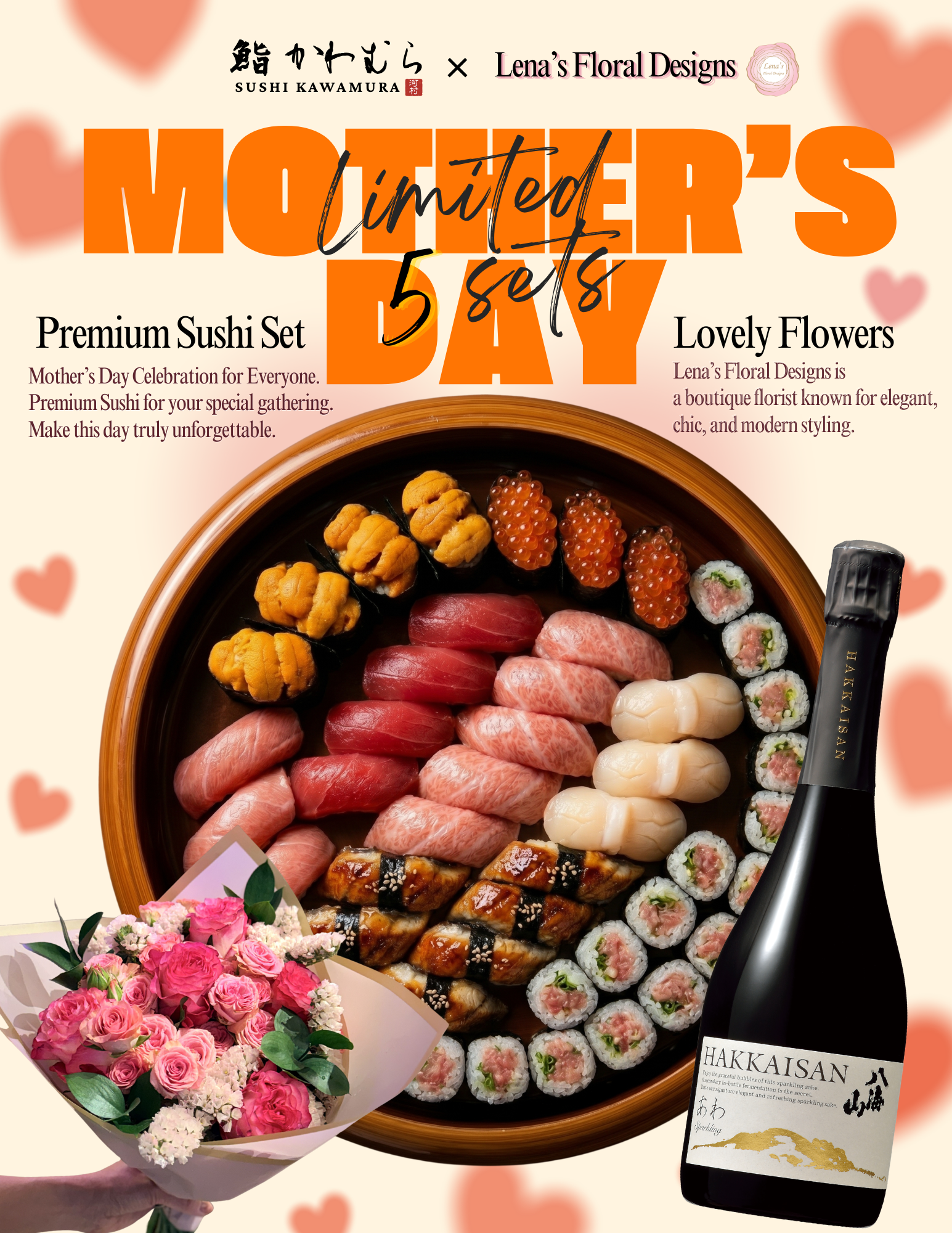 Premium Sushi Set with Bouquet ＆ Sparkling Sake