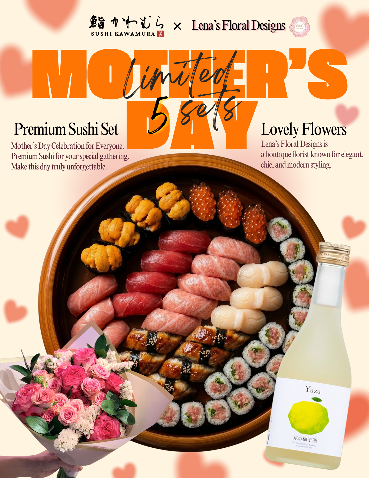 Premium Sushi Set with Bouquet ＆ Yuzu Sake