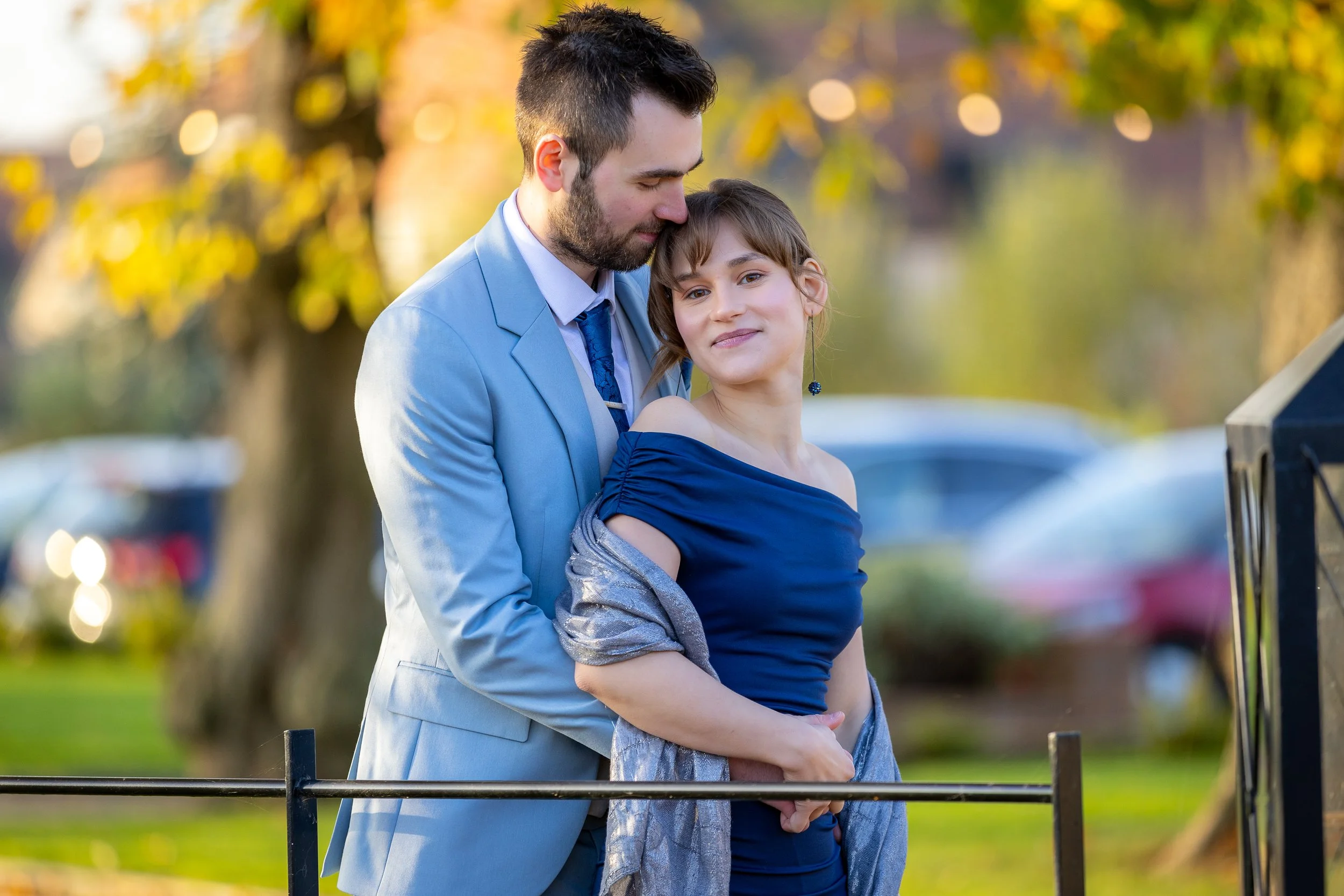 Engagement portrait with a romantic couple during a sunset in Chelmsford, Essex