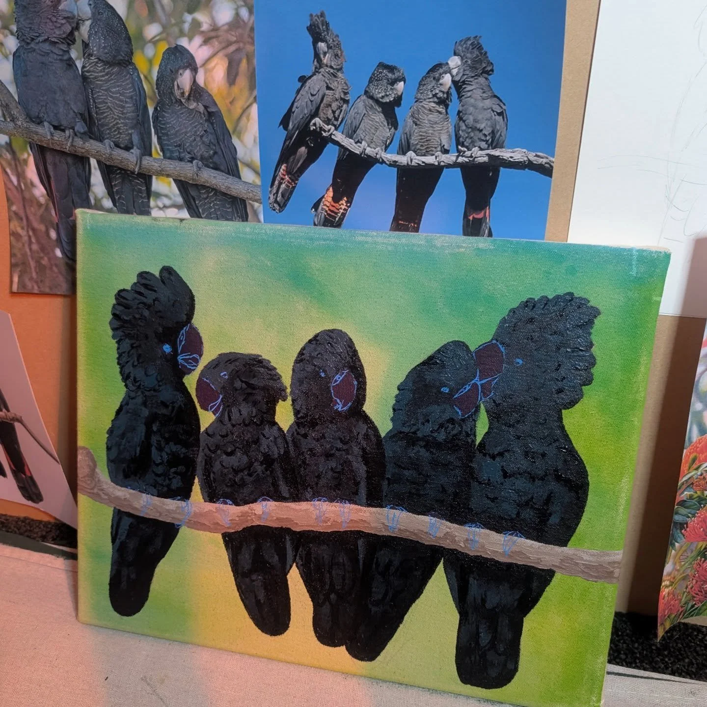 Progress on a commission piece ☺️ 

Enjoying doing something a little different from my usual abstracts and prints! 

#painting #paintingart #acrylic #acrylicpainting #canvas #artist #vibrant #acrylicartist #australianartist #australianbirds #austral