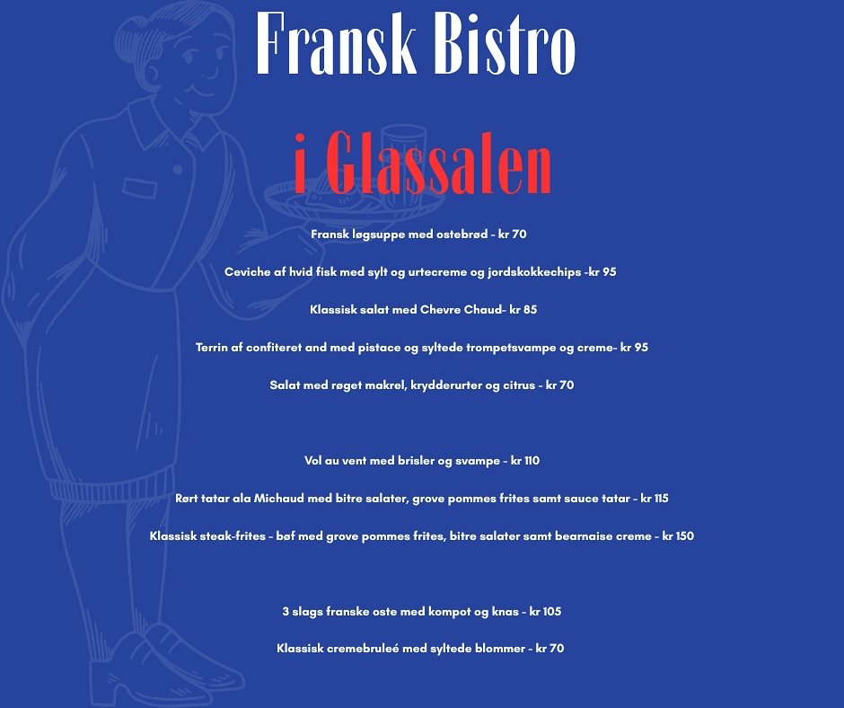 🇫🇷 Fransk Bistroaften i Glassalen &ndash; torsdag d. 13. november kl. 17.00&ndash;22.00 🇫🇷

Vi inviterer til en stemningsfuld aften i det franske k&oslash;kkens tegn, n&aring;r Glassalen i Vejen forvandles til en hyggelig bistro med &aelig;gte pa