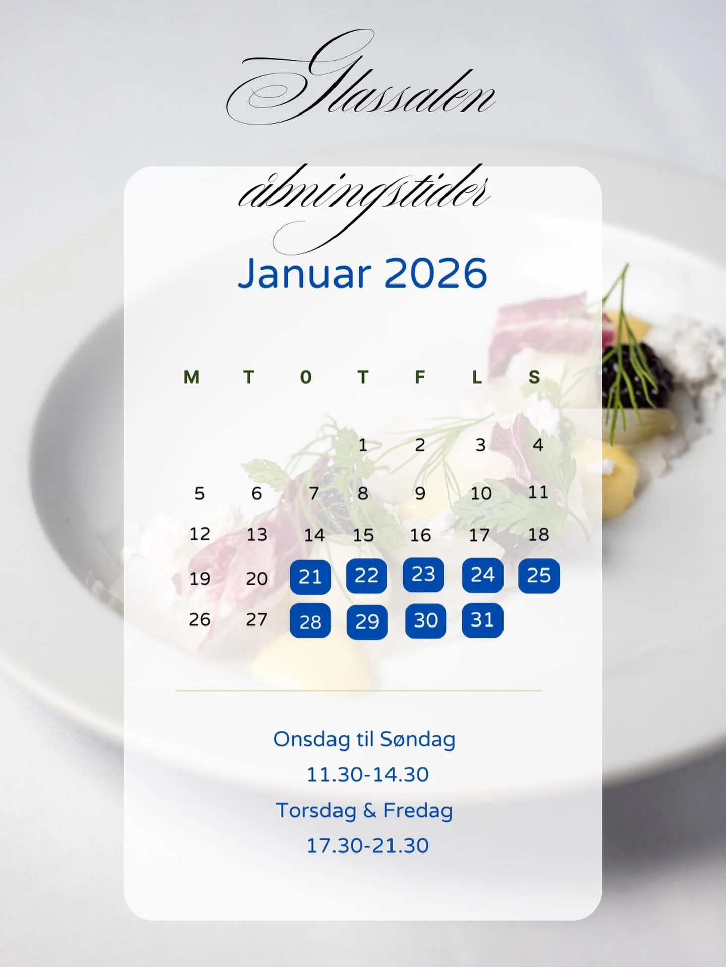 Vi vil gerne sige tusind tak til alle jer, der har bes&oslash;gt os og deltaget i vores begivenheder i Glassalen i Vejen.
Det betyder enormt meget for os at opleve den opbakning og den gode stemning, I er med til at skabe i vores lille franske bistro