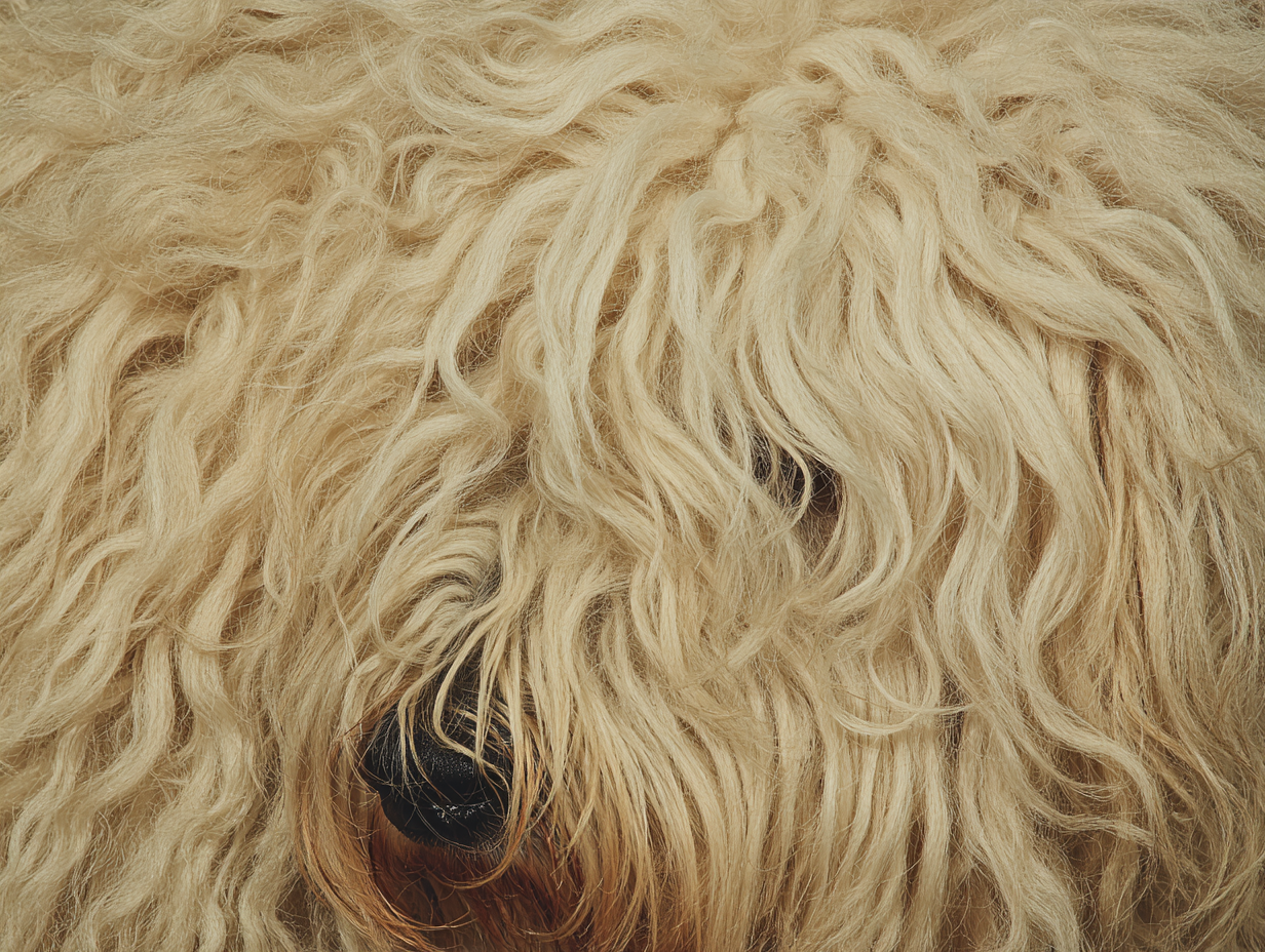 nahaufnahme von langhaarigem hundefell