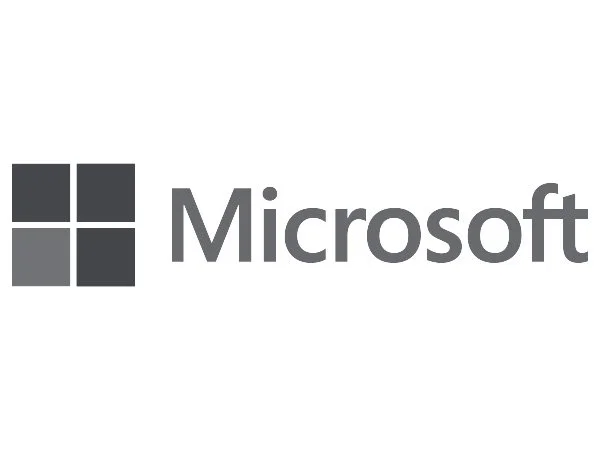 Microsoft logo with four squares and the word 'Microsoft'