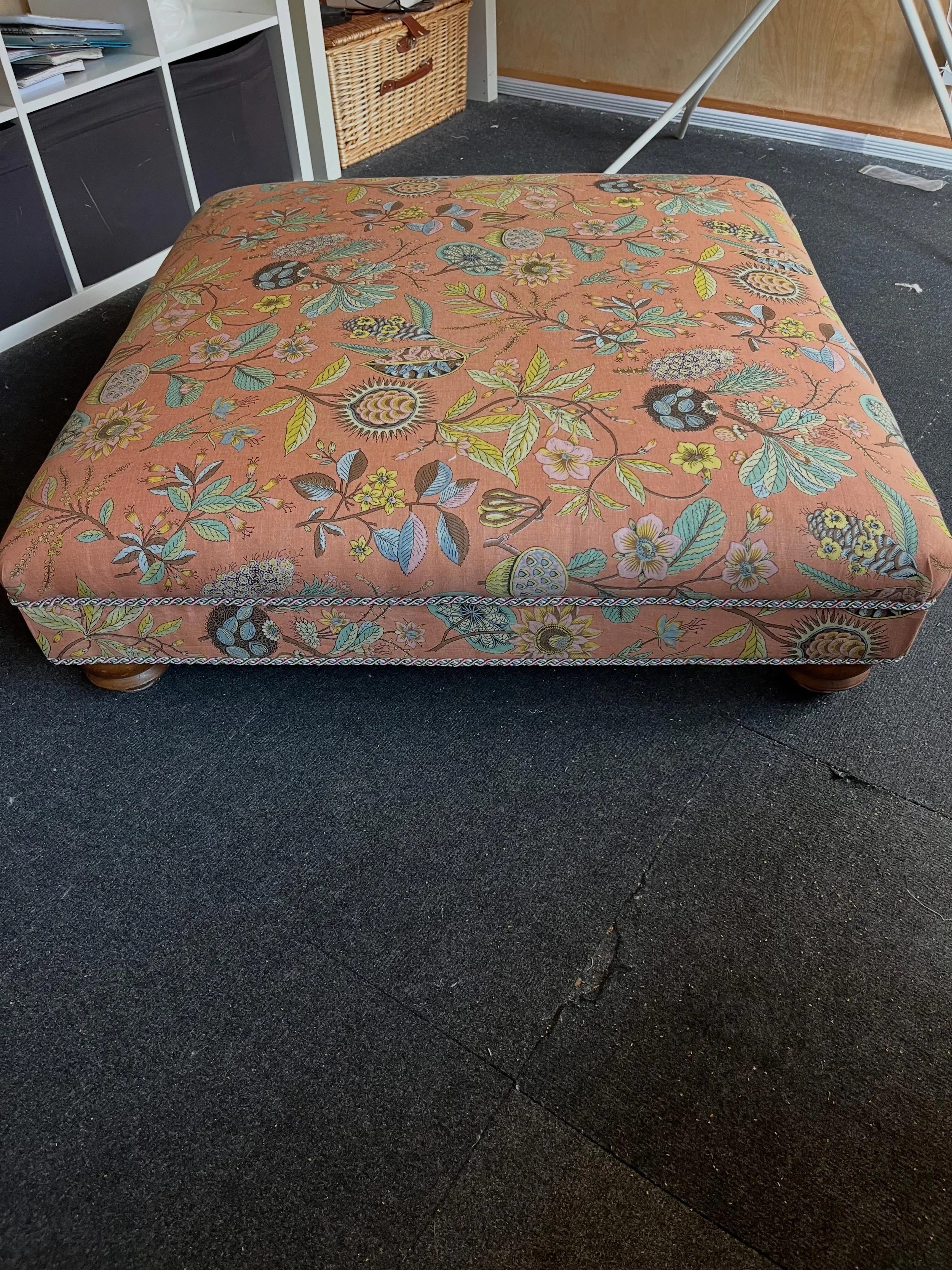 Here&rsquo;s something a little bit different. I don&rsquo;t do much upholstery (leave it to the proper experts) but I will do some easier bits. This footstool hadn&rsquo;t been recovered for a very long while (see final photo for before). Two cushio