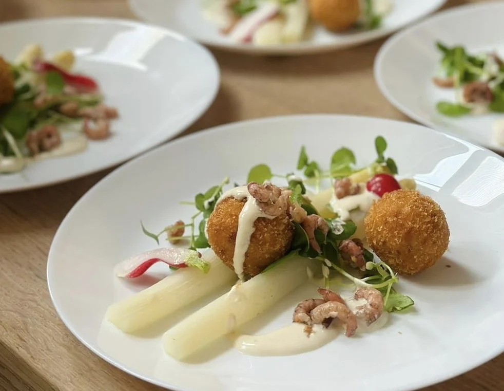 Seasonal starter from Chef Adrienne’s private dining menu, plated with fresh vegetables and house-made elements in Amsterdam.
