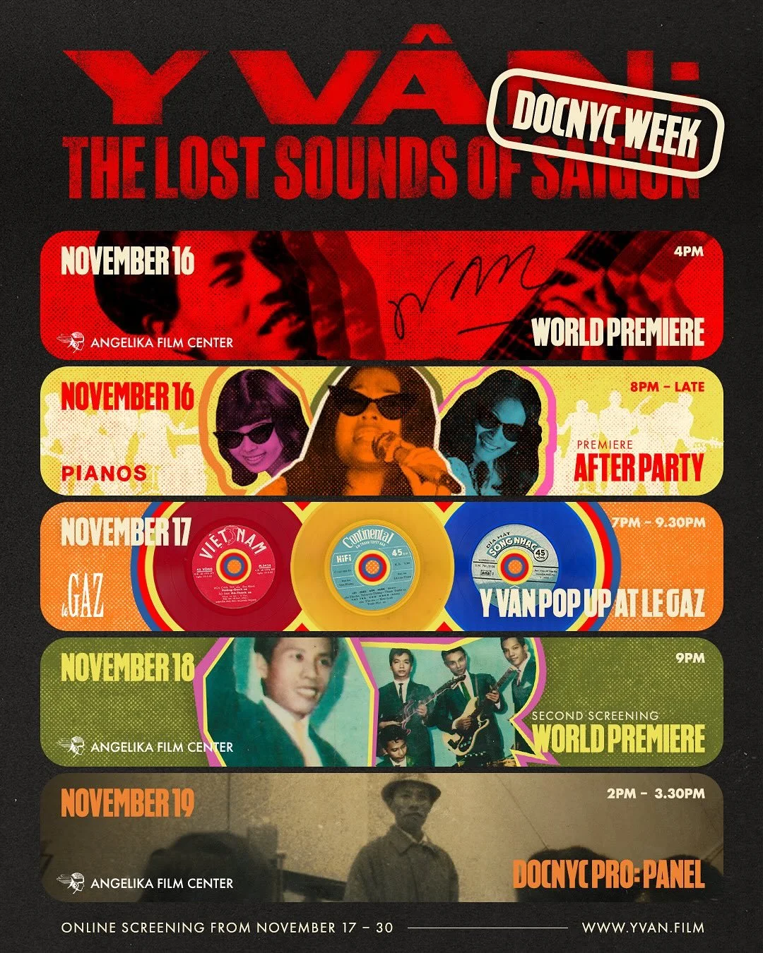 ✨NYC! Mark your calendar!✨
Come celebrate the world premiere of Y V&acirc;n: The Lost Sounds of Saigon at @docnycfest with a full week of screenings, panels, parties, and pop-ups.

📍World Premiere: Nov 16, 4PM at @villageeastbyangelika 
🎉 Afterpart