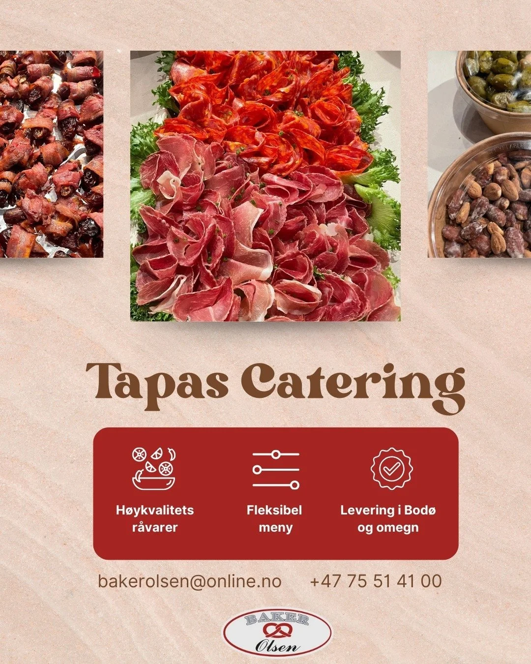 Hos oss på Trekanten Kjøpesenter anbefaler vi varmt Baker Olsen når du skal bestille catering til selskap, bursdag eller firmafest 🤗 
De leverer smakfull tapas laget av råvarer av høy kvalitet – med en meny som