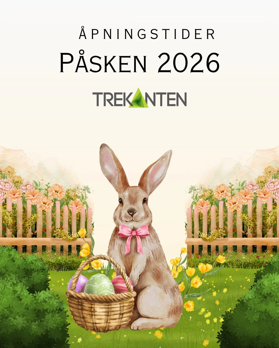 🐣 &Aring;pningstider p&aring;sken 2026 

Onsdag 01.04
🛍️ Trekanten: 09.00&ndash;19.00
🛒 Eurospar: 08.00&ndash;22.00

Skj&aelig;rtorsdag (02.04)
STENGT

Langfredag (03.04)
STENGT

P&aring;skeaften (04.04)
🛍️ Trekanten: 10.00&ndash;16.00
🛒 Eurospa