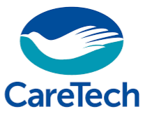 CareTech logo featuring a stylized hand and wave design