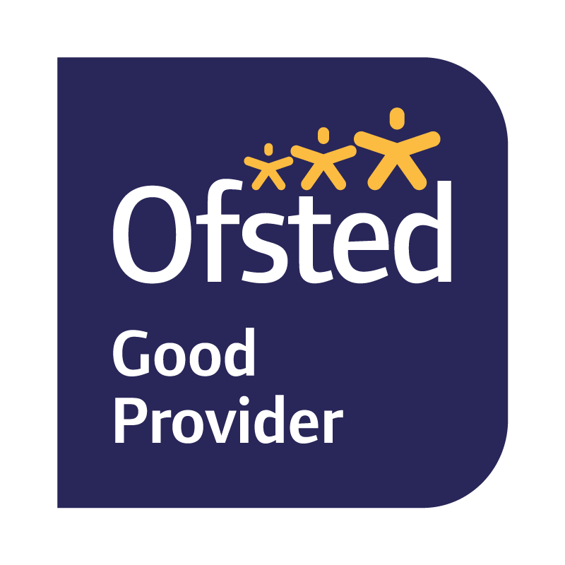 Osted Good Provider logo featuring three stylized human figures connected, on a navy blue background.