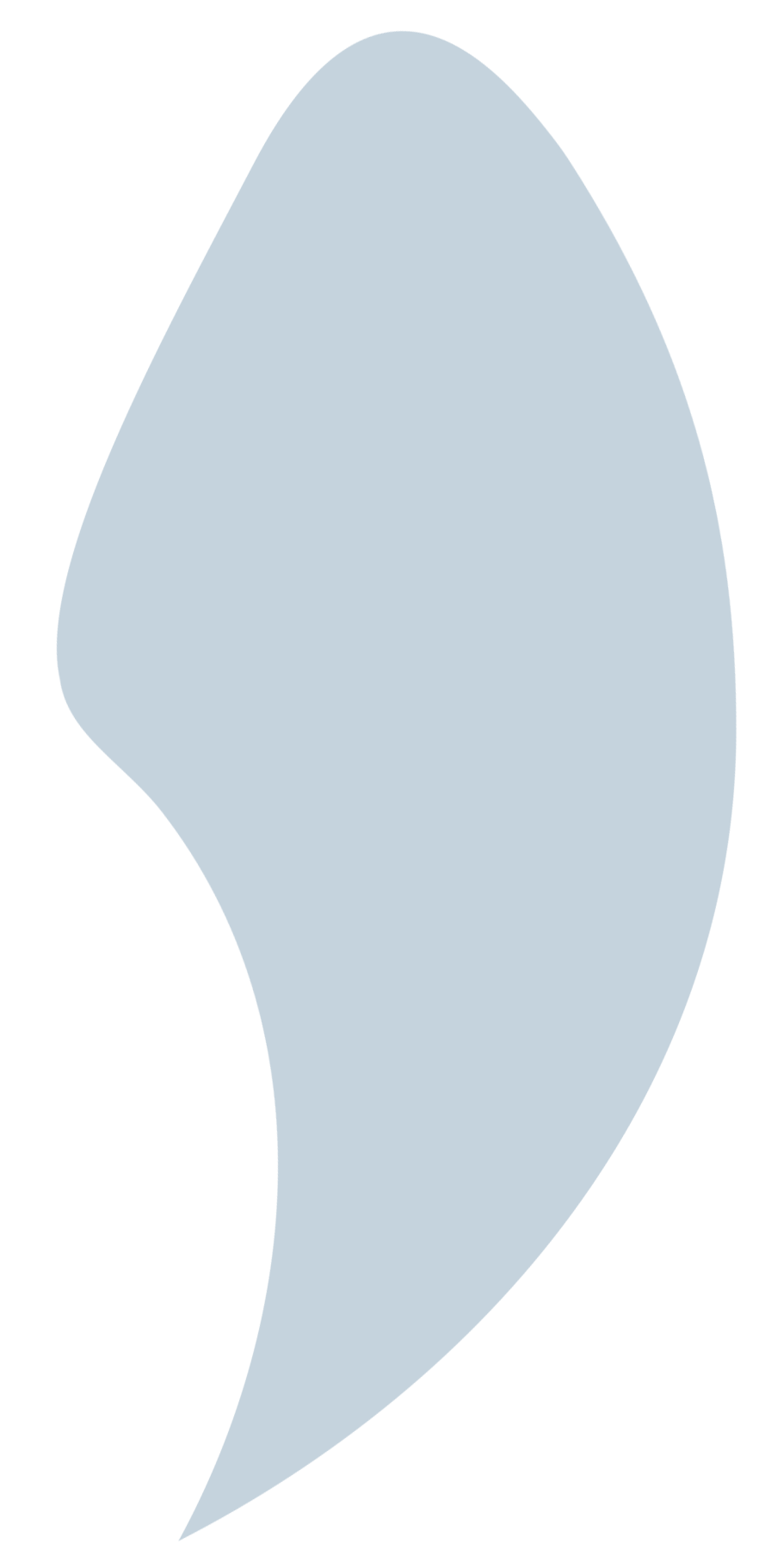 Light blue abstract teardrop shape with rounded edges against a black background.