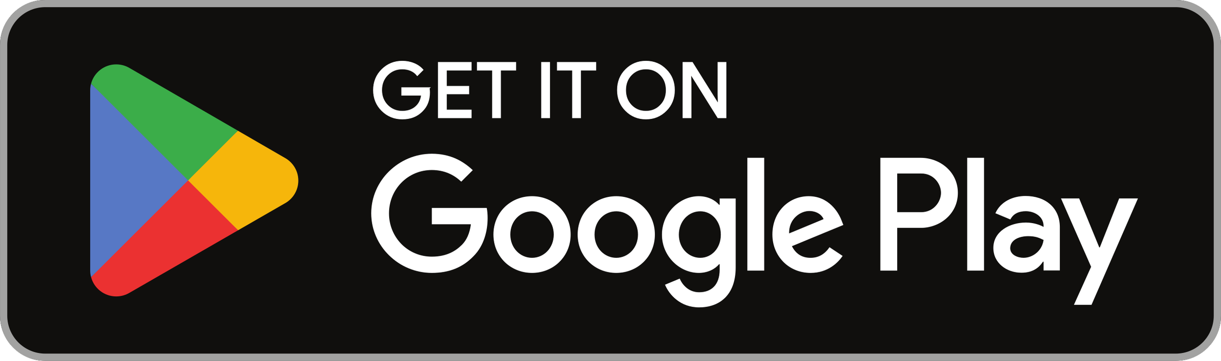 Google Play Store download button with the logo and the text 'Get it on Google Play' on a black background.