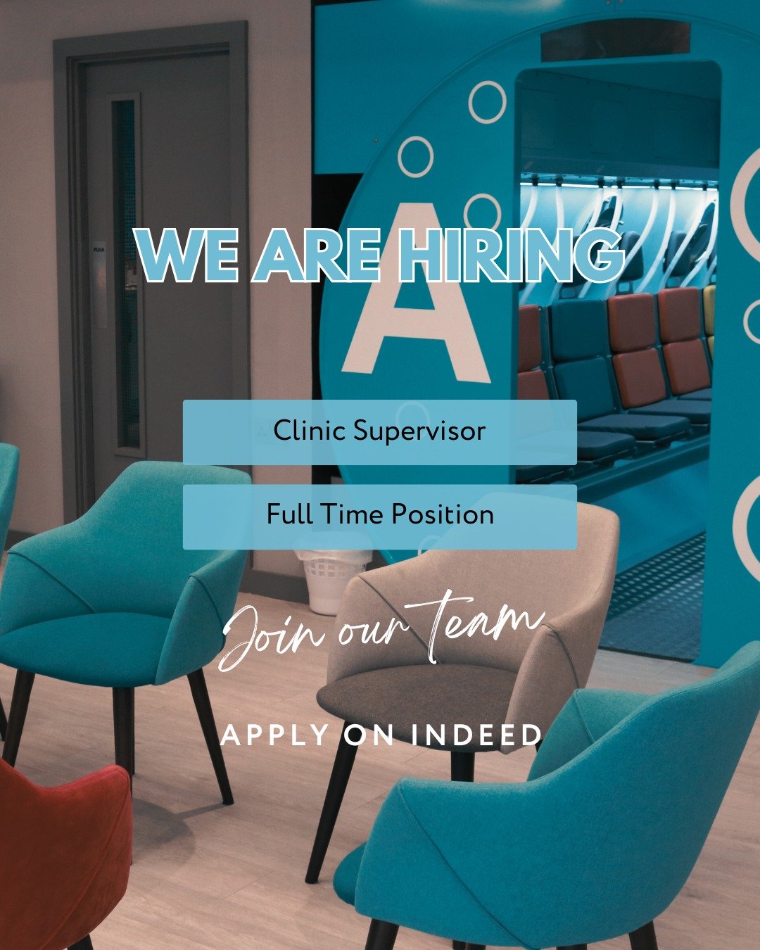We are hiring a full-time clinic supervisor.

Accepting applications on Indeed (Link in Bio).

Responsibilities:

&middot; Oversee the daily functioning of the clinic and ensure smooth running of all services.

&middot; Conduct and monitor hyperbaric
