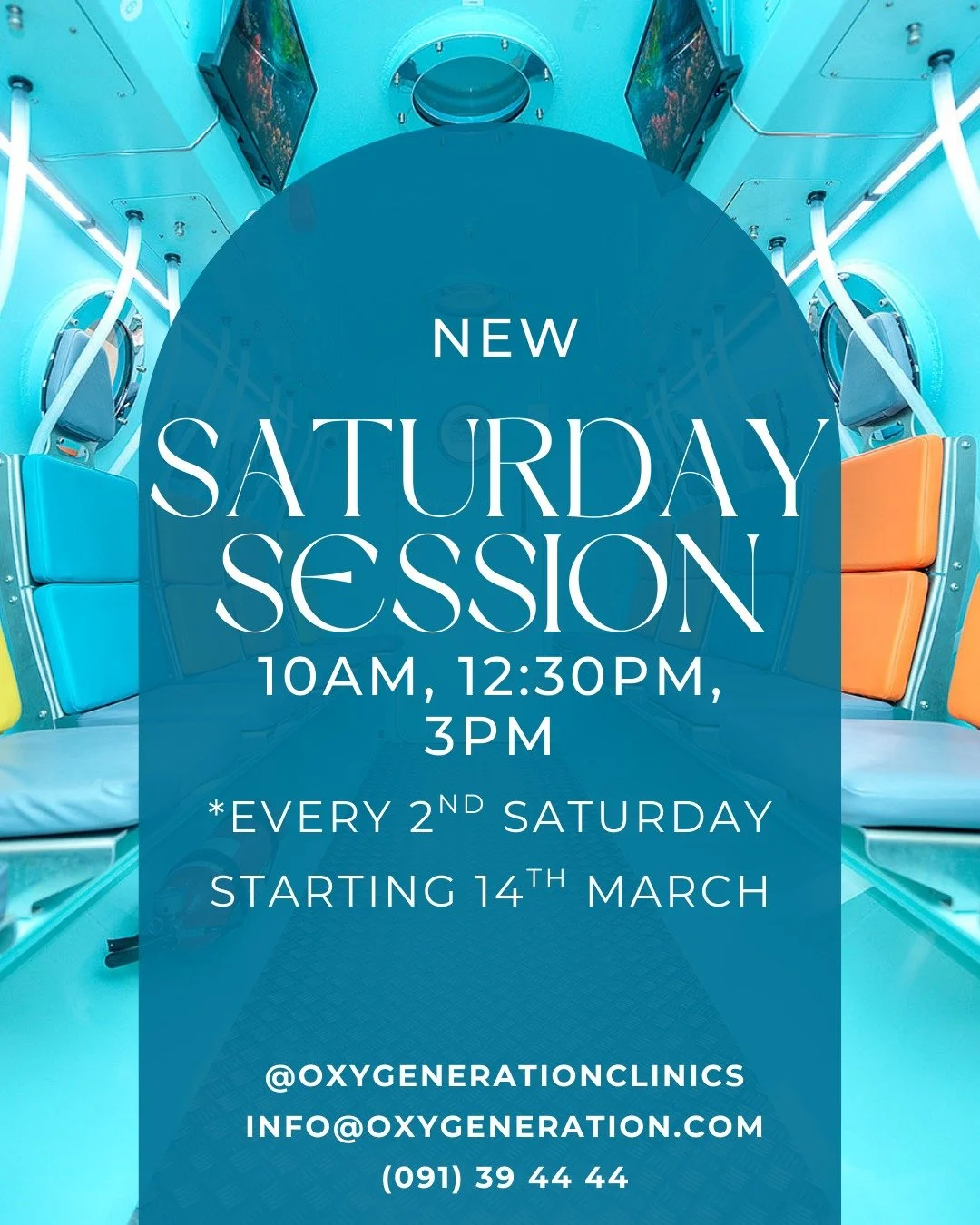 NEW SESSION!

Starting this Saturday (14th March) we will be running an additional 3pm session every second Saturday. 

Contact us at (091) 39 44 44 or info@oxygeneration.com to book in for our new session time. We hope to see you there.

#oxygenerat