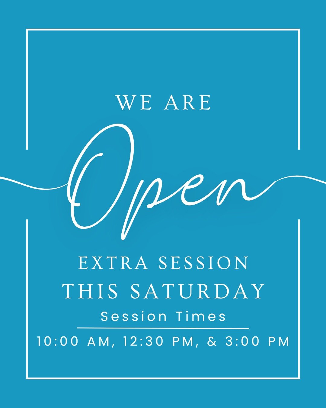 Just a little reminder that we are open today Saturday for 10am, and 12:30pm sessions, and an additional 3pm session. Book online at oxygeneration.com or call us on (091) 39 44 44