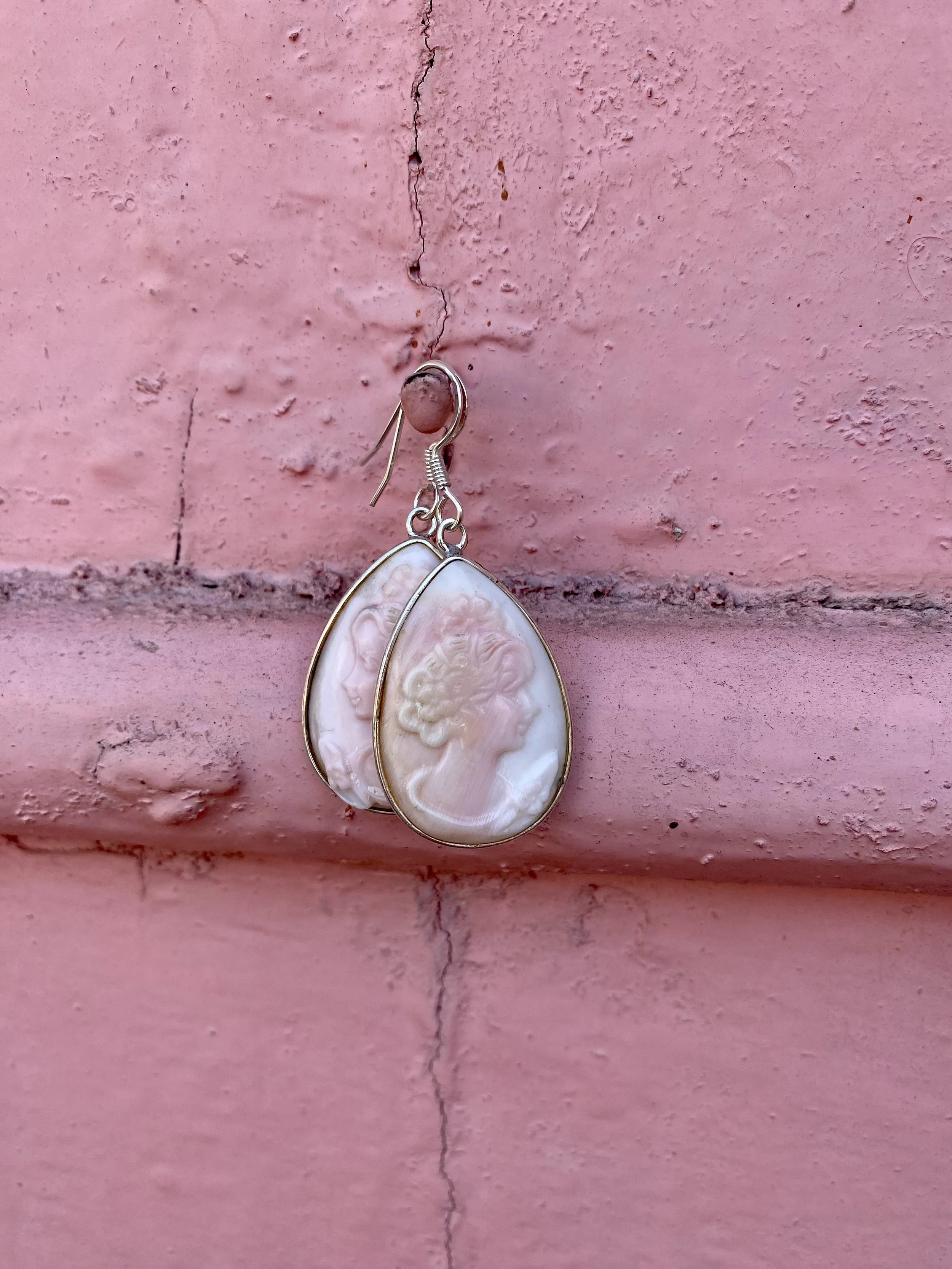Coral Cameo Earrings
