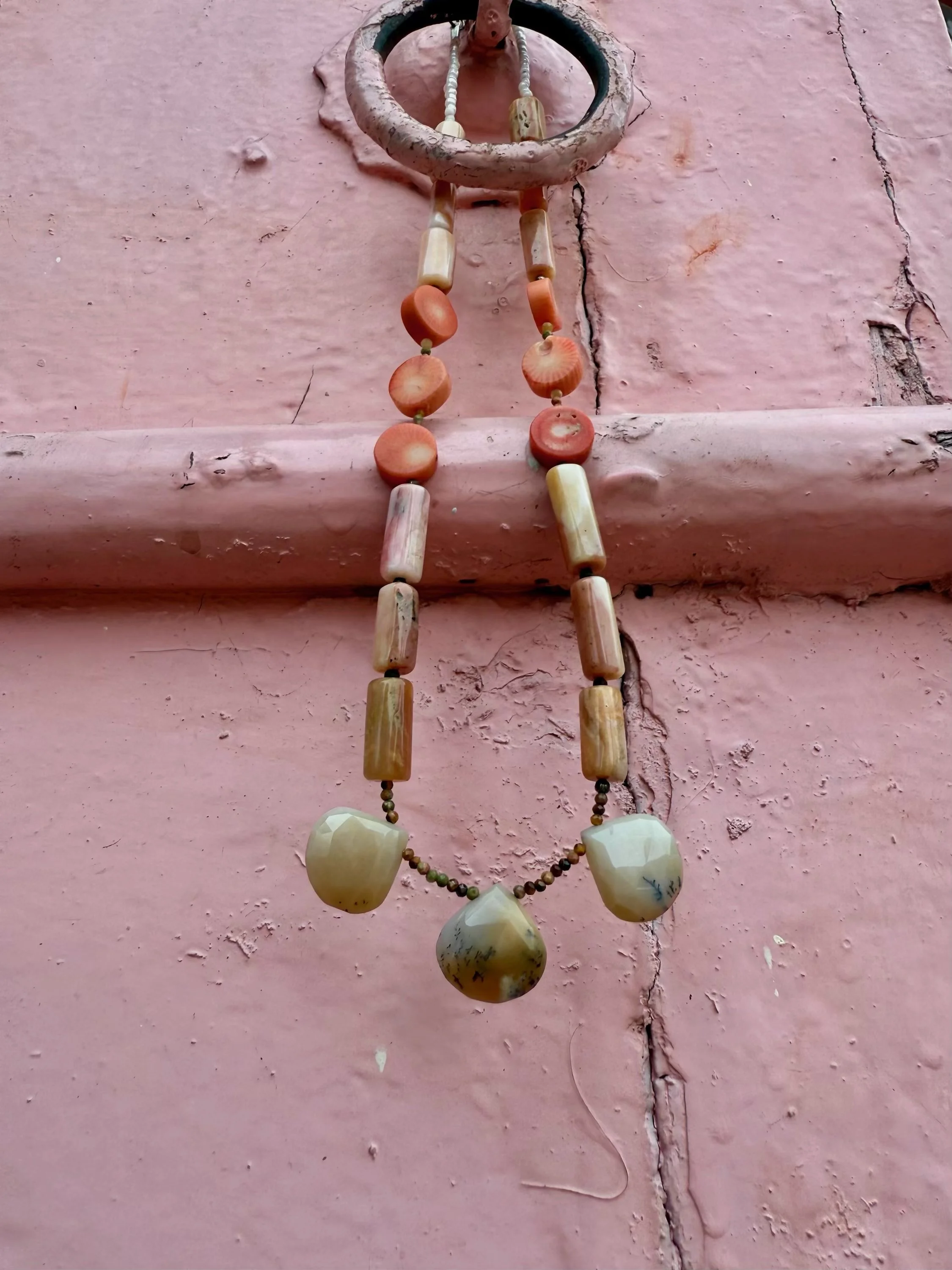 Coral and Dendrite Necklace