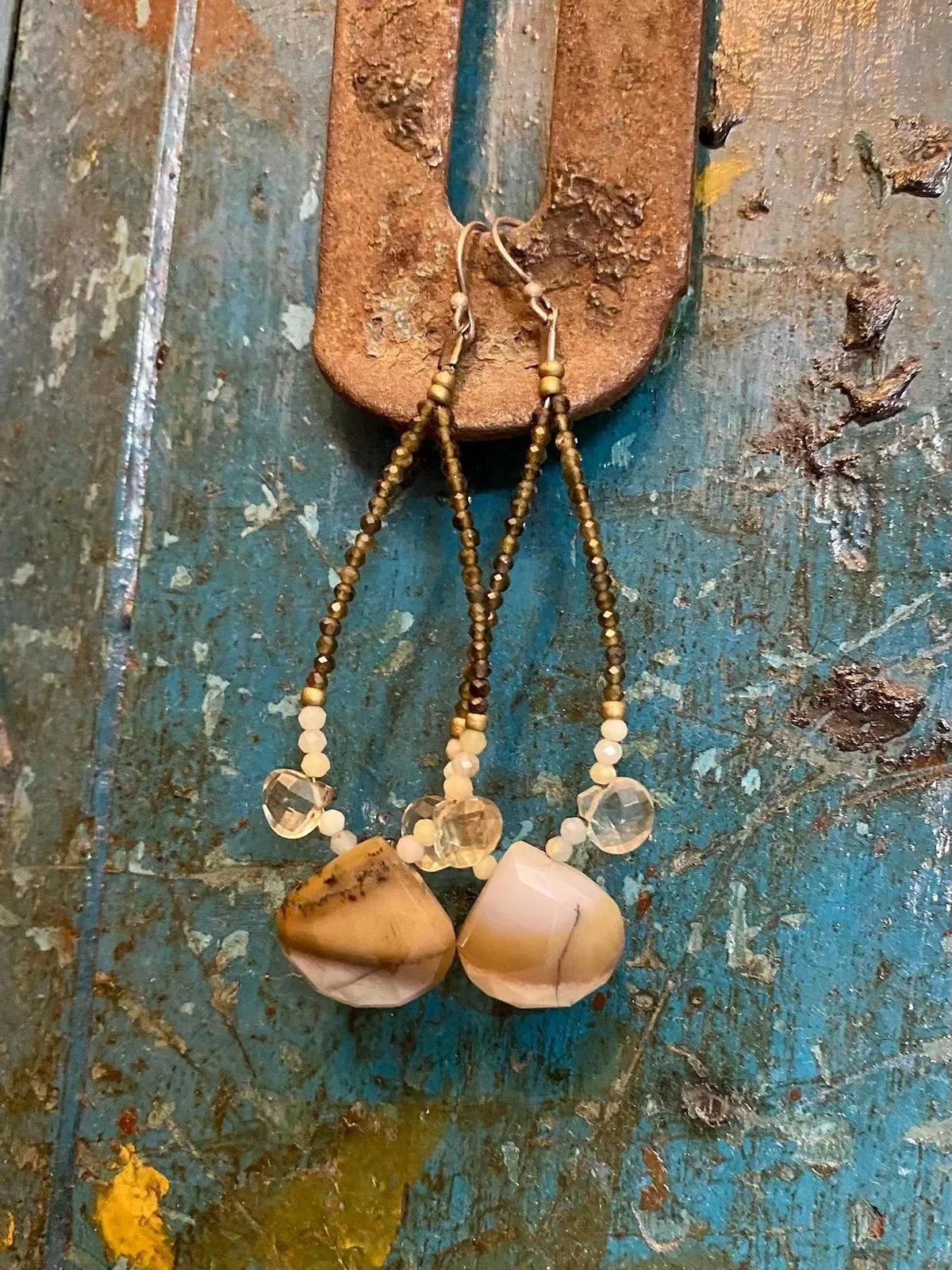 Agate + Smokey Quartz Earrings