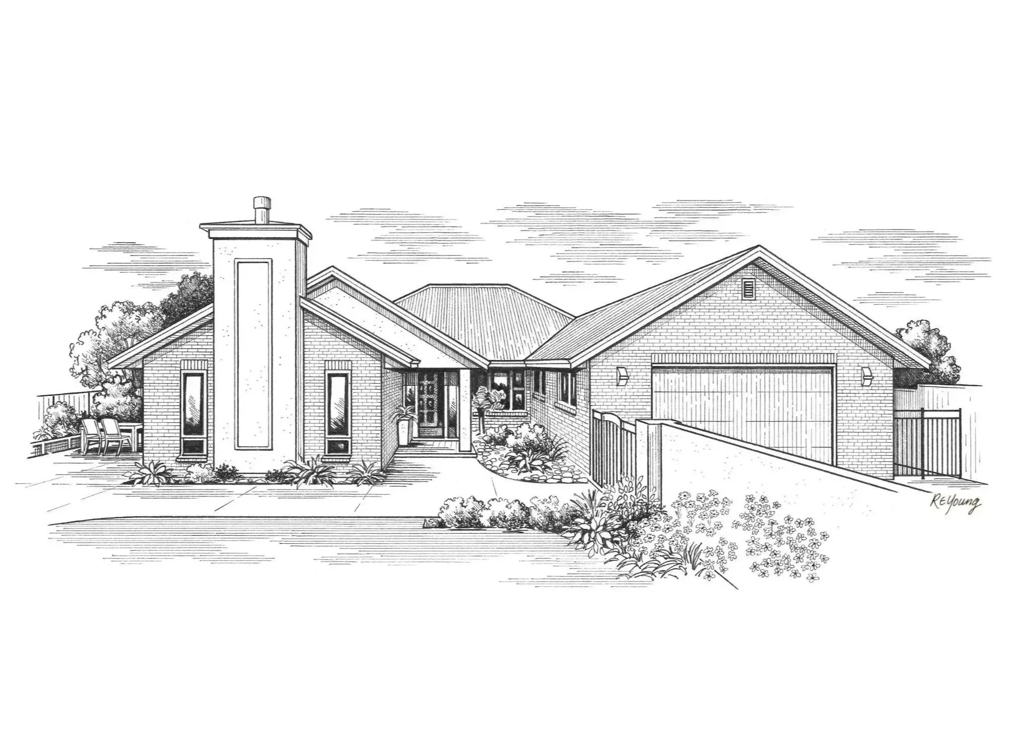 Commissioned drawing of a family home in Dunedin