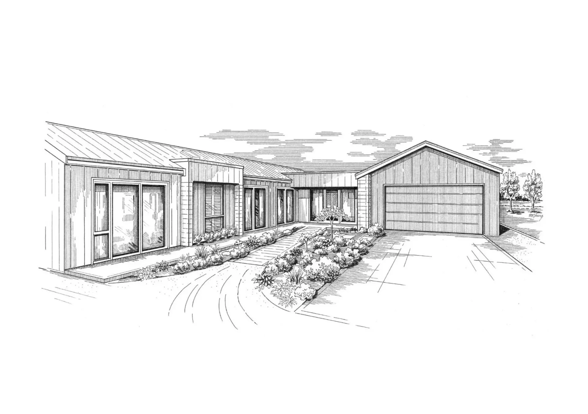 Commissioned drawing of a home in Wanaka, Central Otago