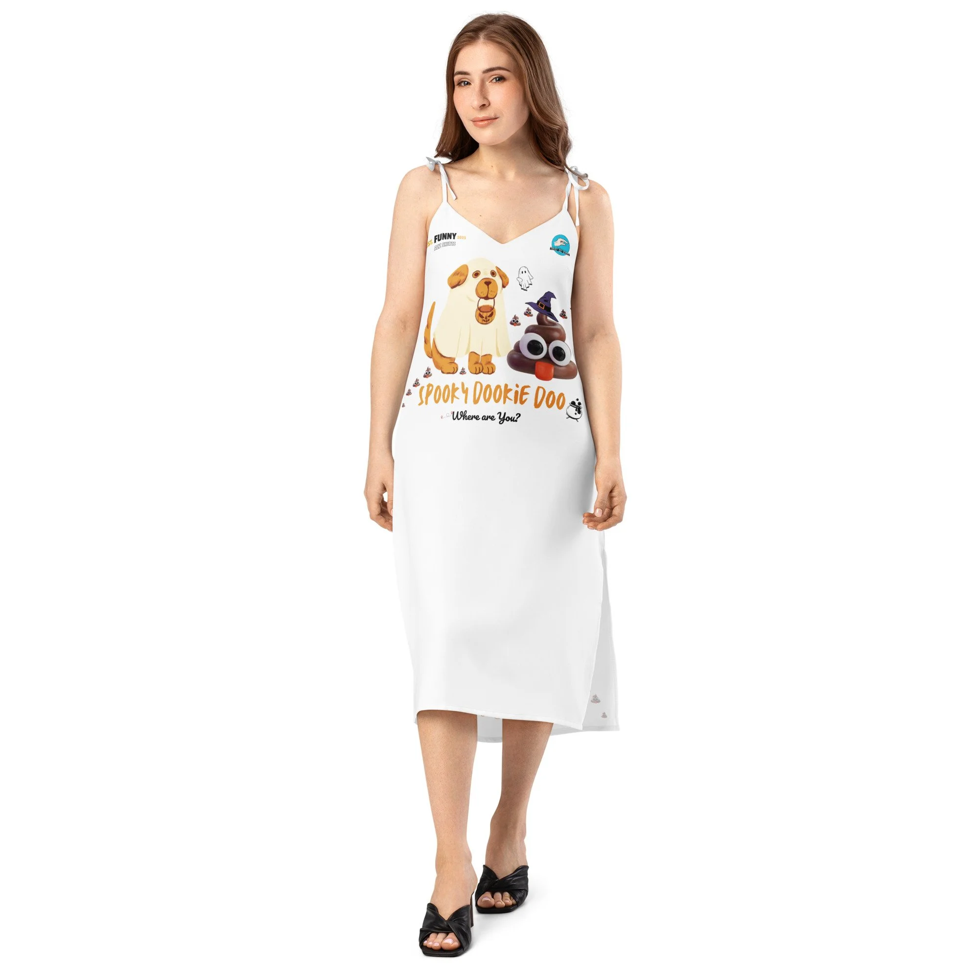 Halloween Edition “Spooky Dookie Doo” Tie-strap midi dress (Exclusive)
