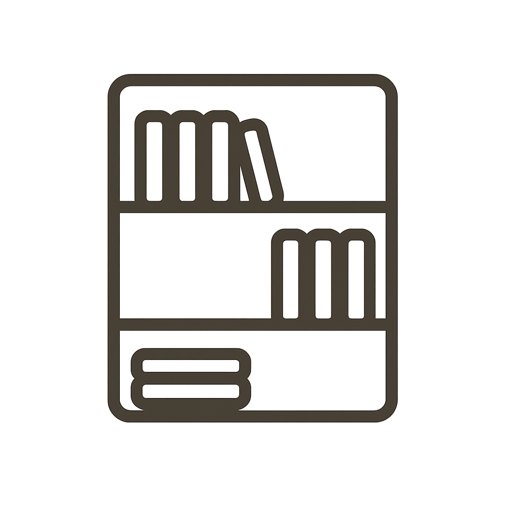 Icône représentant une étagère avec des livres.