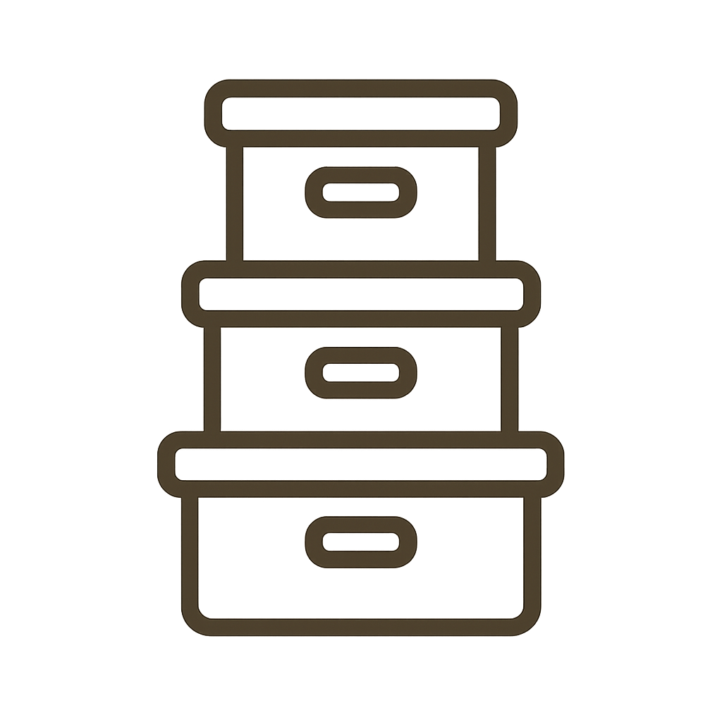 Une illustration d'un meuble de rangement avec quatre tiroirs.