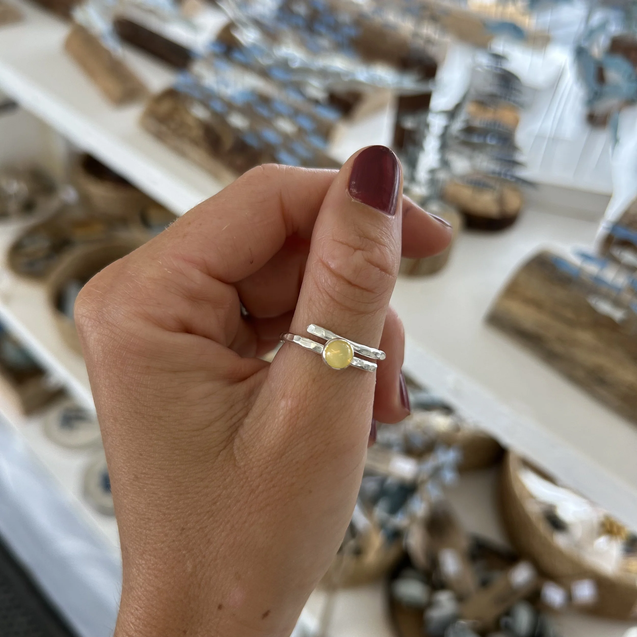 Yellow Cabochon Stone Setting Wrap Ring
