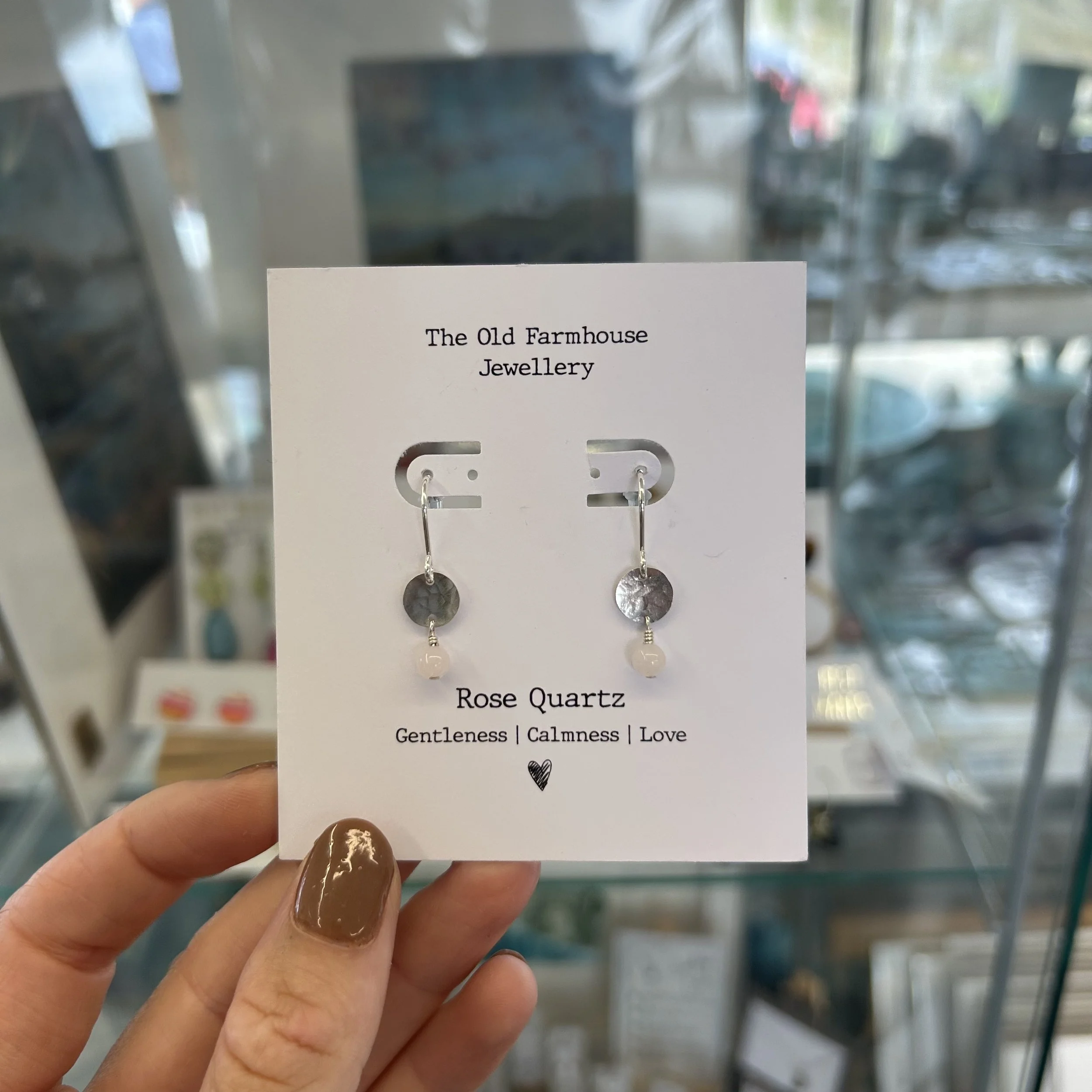Semi Precious Disc Hook Earrings